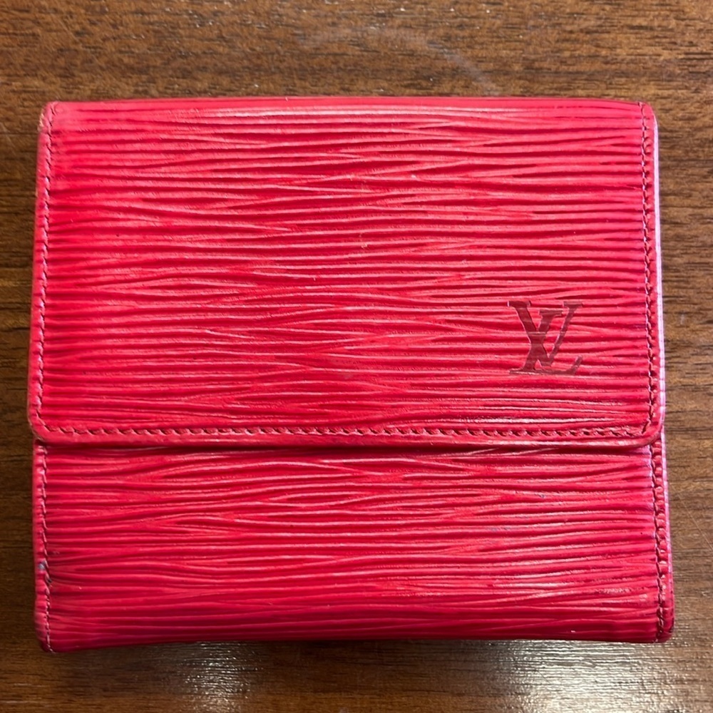 EUC Louis Vuitton Red Epi Compact Wallet - Picture 1 of 9